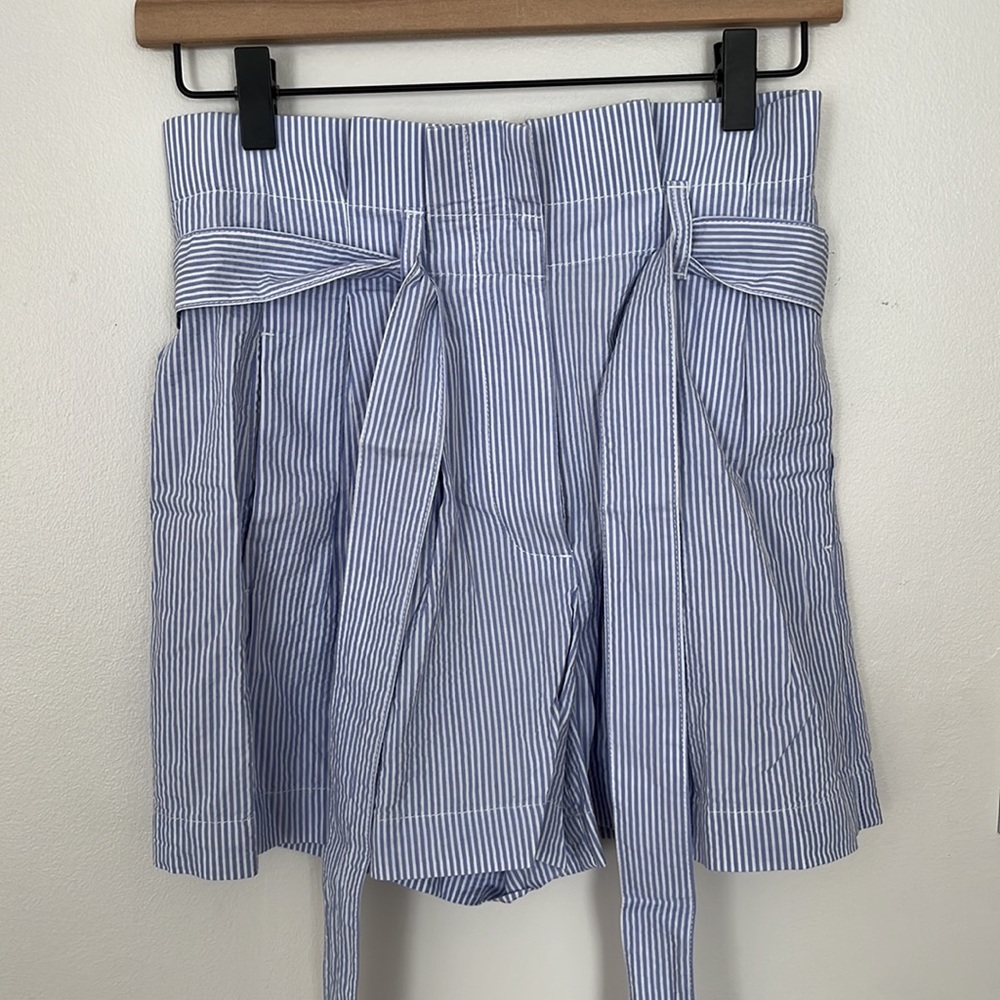 Blue and White Pinstriped High Waisted J. Crew Shorts - Picture 2 of 3